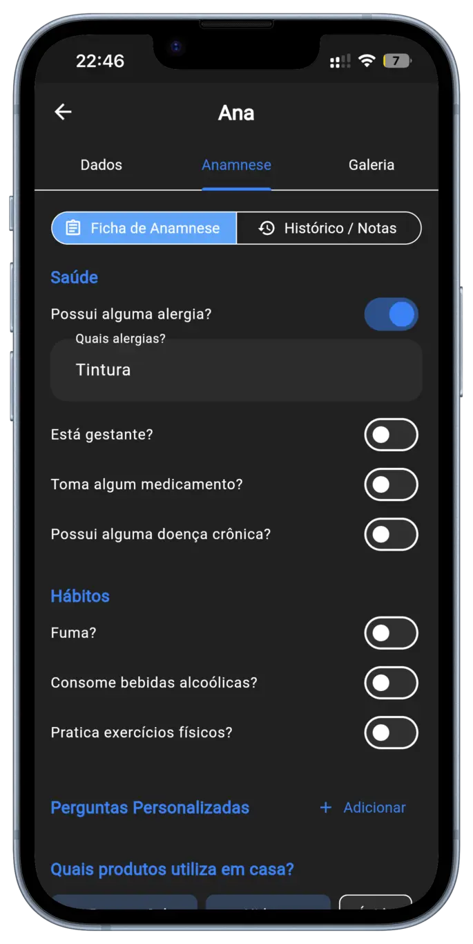 Ficha de Anamnese Digital